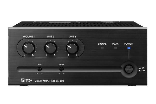 BG-235 CU 3-INPUT 35W MIXER AMPLIFIER, MOH OUTPUT, AUTO MUTE / SPEAKER OUTPUT 4OHM, 25V, OR 70V